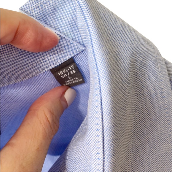 Van Heisen Blue Button Down Wrinkle Free Regular Fit Button Down Shirt Large - Picture 4 of 6